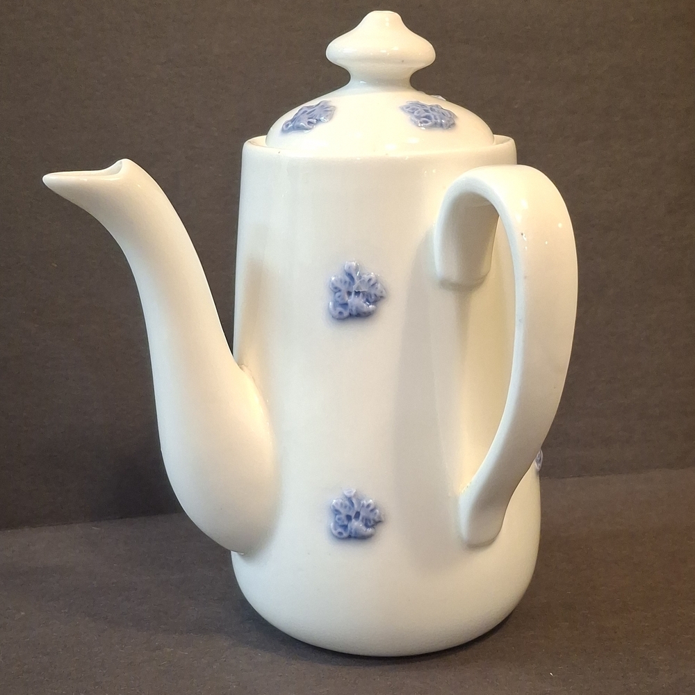 Elegant White and Blue Teapot